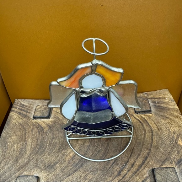 Vintage Stained Glass Singing Angel Votive Candle Holder - Picture 4 of 7